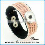 New Arrival Multicolor Hollow Leather Snap Button Bracelet Fit for 18mm Buttons Wholesale thumbnail-5