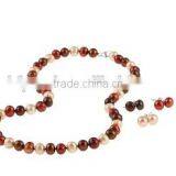 Wholesale 17 Inches Multi Color 8-9mm Freshwater Pearl Necklace With 3 Pairs of Matching Earrings thumbnail-1