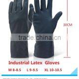 Heavy Duty Black Natural Rubber Latex Gloves Household Industrial Flock Washing