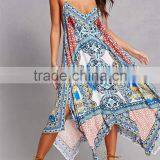 Top Sell Wholesale Cheap V-cut Neck and Back Handkerchief Maxi Dress thumbnail-1