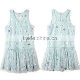 Printed Metallic Flowers Girl Tulle Party Dress Kids Frocks Neck Designs Childern Frock Model HSd5178 thumbnail-1