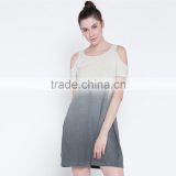 Lovely custom digital printing high stretchy cold shoulder o-neck girls dress