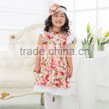 Girl Casual Dress ,fashion Floral Ruffle With Headband,wholesale Dress thumbnail-5