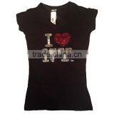 I Love New York Bedazzled Rhinestone Womens T-Shirt thumbnail-1