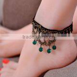 2015 White Handmade Braided Lace Anklet, Imitation Pearl Charms Anklets, Strass Crystal p Footwear Jewelry thumbnail-4