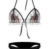 Sexy Women Padded Lace Bikini Set Swimwear Beach Black thumbnail-2