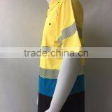 Mens Contrast Fluorescent 3M Tape Night Use Self Fabric Collar Safety Reflective Polo Shirt thumbnail-3