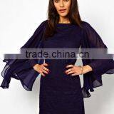 Lace Shift Dress With Chiffon Sleeve thumbnail-1