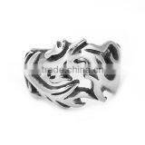 Titanium Steel Unadjustable Rings Antique Silver Dragon thumbnail-1