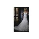 White Trumpet Strapless Sweetheart Lace Organza Lace Wedding Dresses / Bridal Gown thumbnail-1