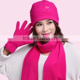 Made in China 100D 144F super soft and warm Polar Fleece 3 Piece Hat Scarf & Glove Set
