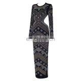 Latest Celebrity Design Women Elegant Long Sleeve Backless Evening Sequins Beaded Maxi Party Dresses thumbnail-2