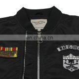 Custom Nylon Plain Black Flight Bomber Jacket Mens With Patches thumbnail-4