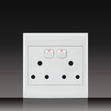 South Africa PC Material Push Button with Indicator Electrical 16A 250V Switched Socket + Euro Socket and MF double socket