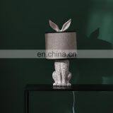 unique indoor lighting rabbit animal resin base cheap modern grey table lamps for bedroom