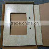 Travertine Looking Cultured Marble Vanity Top With Backsplash, Hotel Bathroom Cultured Marble Vanity Tops thumbnail-2