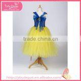 Softtextile Yarn Bright Yellow Bowknot Tutu Fluffy Voile Girl's Dress Children Frocks Designs thumbnail-3