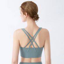 Yoga Workout Sports Bras for Women Criss Cross Back Medium Support Running Bra With Removable Cups thumbnail-3