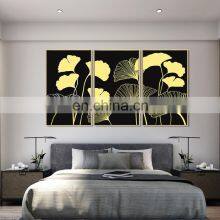 Black And Gold Leaf Decorative Framed Acrylic Art Wall Painting