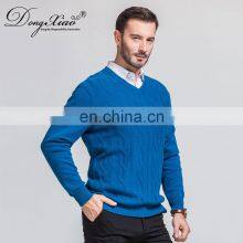 High-End Merino Wool V-Neck Pullover Sweaters for Men Wholesale Cable Knit Winter Style thumbnail-5