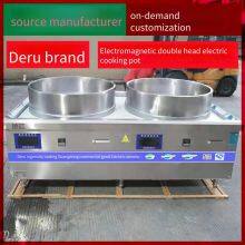 Commercial Concave Induction Cooker, High-power Double-head Electric Stir-frying Stove, Large Pot Stove for Canteen Kitchens thumbnail-1