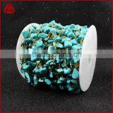 Blue Turquoise Rosary Beads Chain Wire Wrapped Handmade Chain Quality Choice thumbnail-2