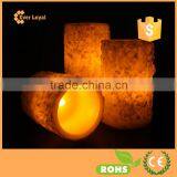 White "Snow" Textured Battery Operated Flameless LED Candle Wax Christmas Pillar Candle Set thumbnail-2