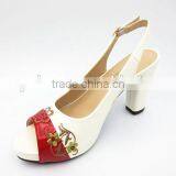 New High Class Mix Color Middle Heel Slingback Sandals With Embroider thumbnail-3