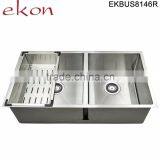 Wholesale Prices Handmade Stainless Steel Double Bowl Under Mount Kitchen Sinks thumbnail-5