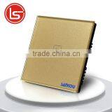 Free Shipping Wall Light Touch Switch 1Gang1Way UK Standard AC220V/110V Golden Crystal Glass+LED Switch Panel thumbnail-1