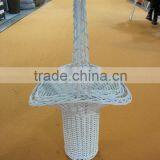 Beautiful Desigh a Set of 2 Pcs White Wicker Flower Baskets thumbnail-2