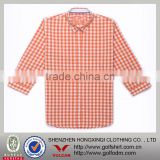 Top Quality 100% Cotton 3/4 Sleeve Outdoor Ladies Checked Shirts