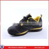 Hot sale PU injection black steel toe safety worker shoes