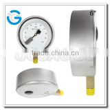 High quality 4 inch stainless steel brass internal master test pressure gauge with bottom connection