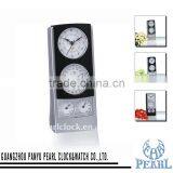 Pearl Metal Table Clock PT014 With Weather Station And Thermometer/Hygrometer
