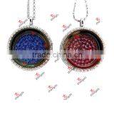 Alloy 30mm Rhinestone Round Plates Lockets Necklace Christmas Gifts thumbnail-3