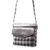 Check Pattern Lint and Leather Hybrid Bag for Smart Phones With Strap Size: 19 x 12cm(L x W) thumbnail-2