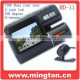 Dual rear lens G-SENSOR dvr car black box 720p