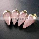 15x30mm Water Drop Shape Gold Plated Pink Rose Quartz Power Stone Pendant Charm DIY Supplies 1850206 thumbnail-2