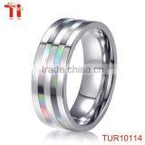 Tungsten Carbide Ring Inlay Abalone Engagement Ring, Fashionable Abalone Rings thumbnail-3