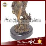 Bronze Naked Girl Statue With Bird Sculpture thumbnail-3