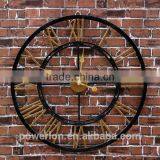 Metal Roman Numeral Clock Home Decor Wall Clocks thumbnail-3