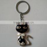 Wholesale Jewelled Pussy Cat Design Metal Alloy Key Chain thumbnail-3
