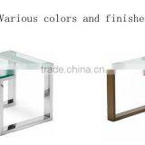 Square Polished Durable Stainless Steel Living Room End Side Table With Acrylic