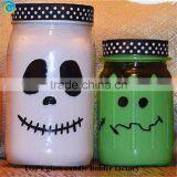 Halloween Party Favor Frosted Glass Candle Jars Painted Mason Jars thumbnail-4