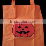 Customized Design Printed Led Halloween Pumpkin Red Light Weaving Cotton Cloth Hand Bag thumbnail-1