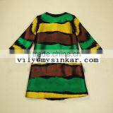 Winter Three Quarter Sleeve Cardigan Colorful Strips Women Coat Made in Sinkar thumbnail-2