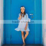 Sky Blue Plaid New Model Girl Dress Fashion Childrens Plus Size Dresses thumbnail-2