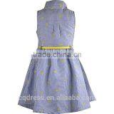 Summer Shirt Neckline Stripe Kids Dress With Belt thumbnail-2