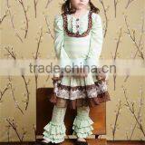 Purple Stripe Floral Girls Wear Clothes Sets Boutique Clothing thumbnail-4